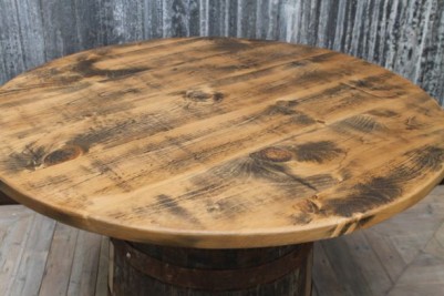 wooden wine barrel table